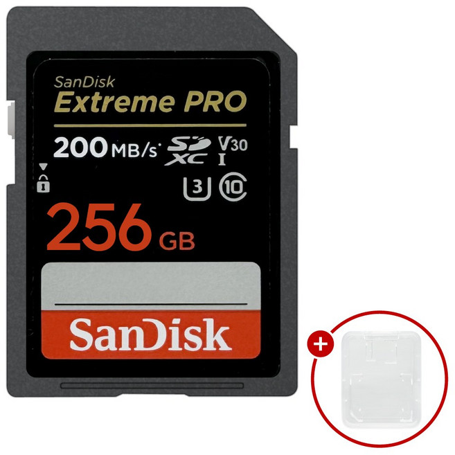 샌디스크 익스트림 프로 SD메모리카드 Extreme PRO UHS-I SDXX + SD카드 케이스, 1개, 256GB