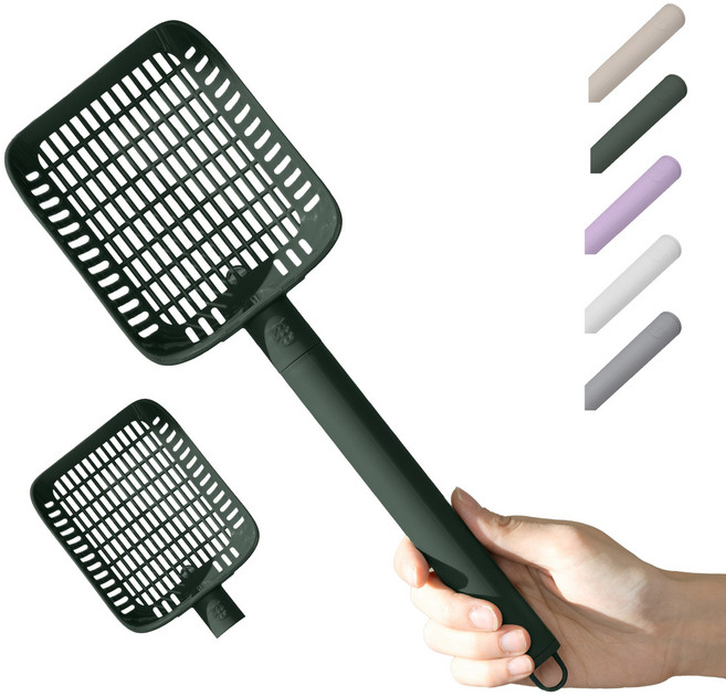 캣츠태그 롱핸들묘래삽+헤드 영구사용 촘촘한 고양이 모래삽, 1개, 카키