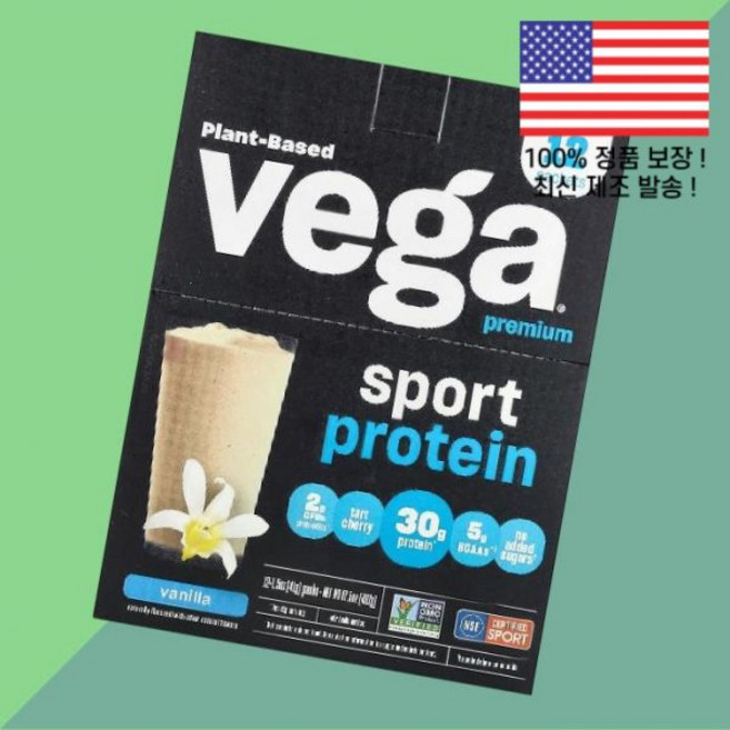 베가 식물성 단백 프로틴 퍼포먼스 리커버리 크리미 바닐라 12팩 각 1.5온스 41g Vega Plant Based Protein Performance Recovery Crea, [현지직배송] Packet