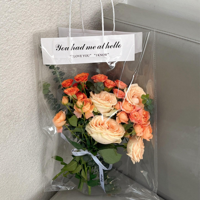 라온디 꽂다발 선물 포장 가방, 10개, 투명