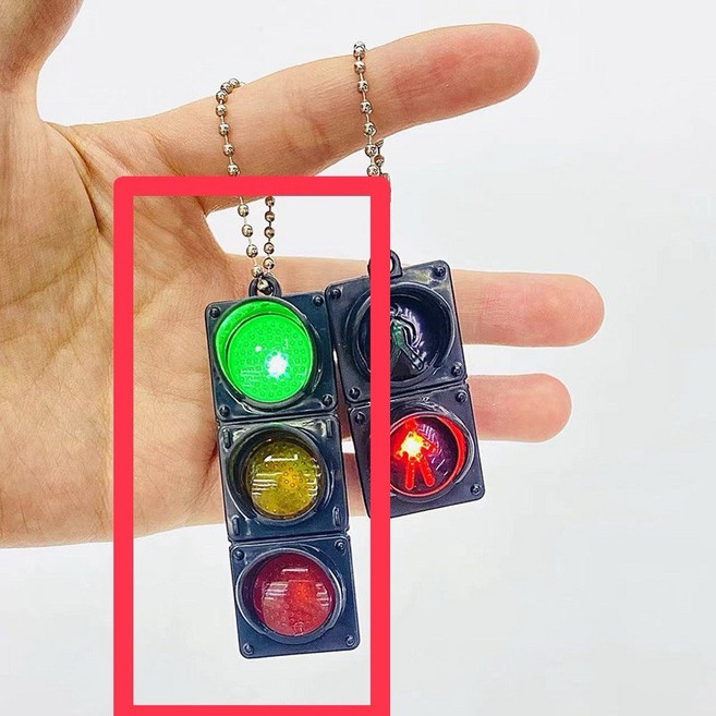 安全帽鑰匙圈 吊飾, 發光紅綠燈, 1個