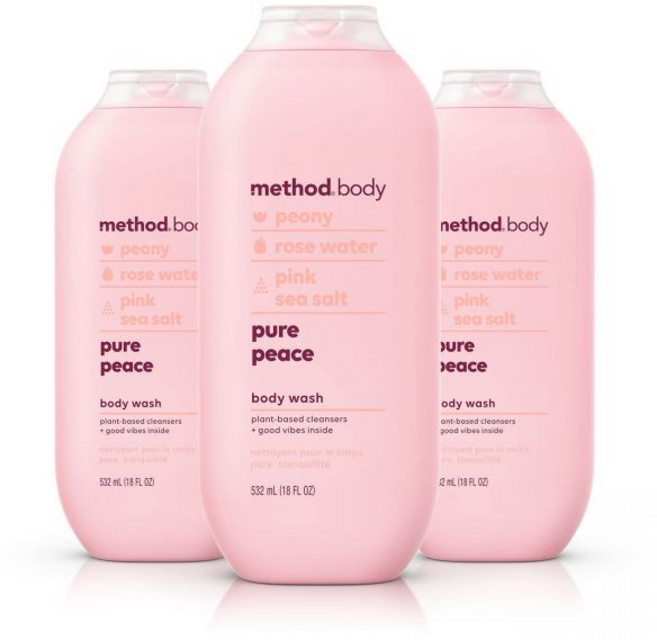 메소드 바디 워시 퓨어 피스 파라벤 및 프탈레이트 무첨가 532ml, 3개