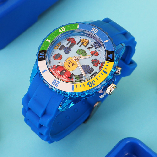 옥스포드 블록 LED 회전 베젤 바늘 손목 시계 라이트 워치