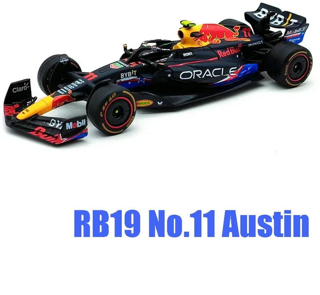 Bbugo 1:43McLaren F1 레드불 레이싱 태그 RB19 라스베가스 베르스타펜 # 애스턴 마틴 Amr23 BWT 알파인 팀, 11 RB19 No.11 Austin