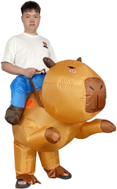 할로윈데이 코스프레의상 카피바라 풍선옷 에어슈트 인형탈 졸업사진컨셉(키150-190), 1개, 타는카피바라