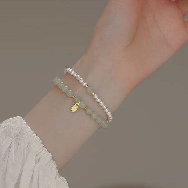 유니 진주 허이텐옥 우정선물 여성팔찌