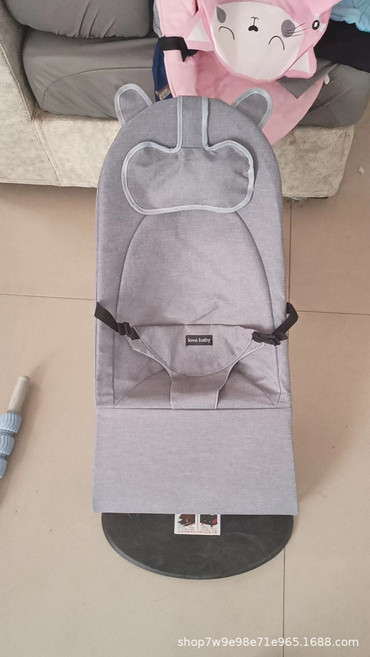 DIU 嬰兒搖搖椅嬰兒悠悠車搖籃搖搖籃牀哄娃神器搖搖椅躺椅哄睡安撫椅, 1件, 灰色亞麻:+玩具架+三個掛件