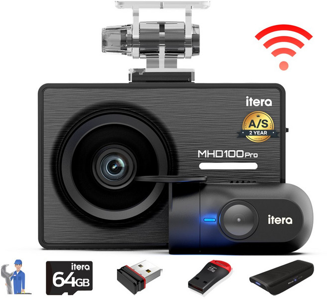 아이테라 FHD/HD 프리미엄 와이파이 차량용 블랙박스 2채널 MHD100, 무료출장장착+WIFI+리더기+쿠폰, 64GB