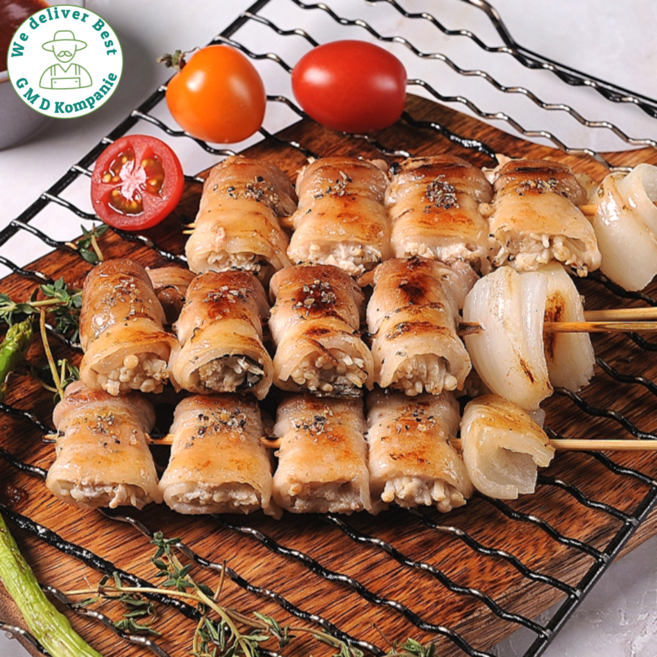 [GMD]대구 명물 수제 삼겹 팽이 말이 꼬치 구이 세트 어린이간식 캠핑 홈파티 밀키트, 5개, 60g