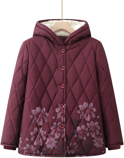 에쥬아 기모 후드 자켓 겨울 엄마옷 할머니옷 아우터 누빔자켓