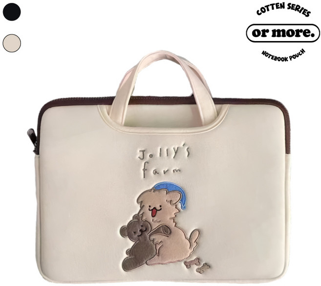 오어모어 쿼카 수납형 노트북 파우치, 아이보리, 1개