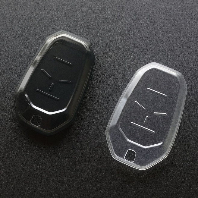 (1+1)라임리빙 쌍용 KGM 호환 차키케이스 자동차 키케이스 투명, KGM-02, 클리어 화이트+블랙
