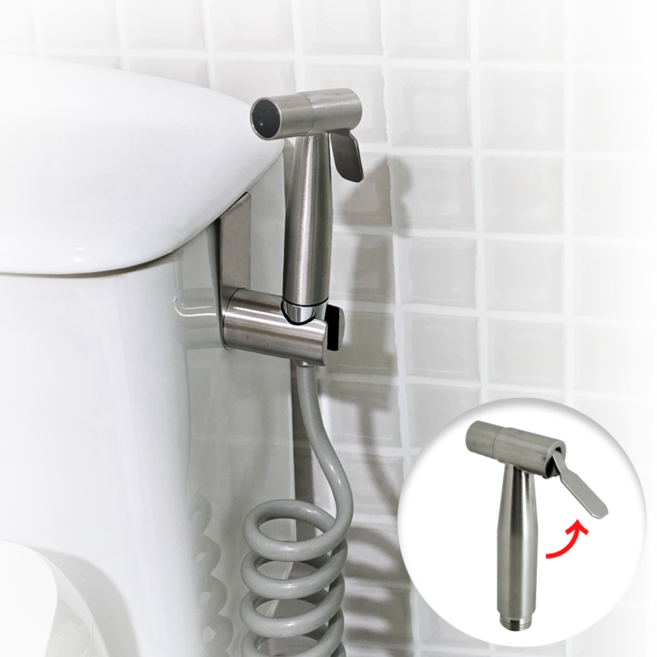 바스텔러 욕실 스프레이건 화장실 청소건 스텐 미니건 그레이 3.5m 호스 변기걸이 세트, 1세트