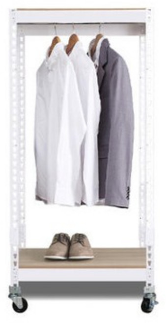 아트박스/스피드랙 이동식행거 트롤리 시스템행거 2단1봉 500x400x900, 화이트, 화이트