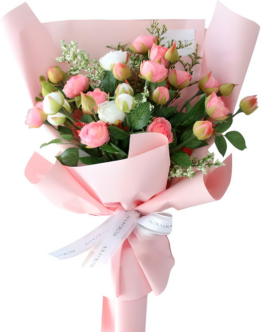 모리앤 조화 자나장미 프리미엄 꽃다발, 핑크, 1개