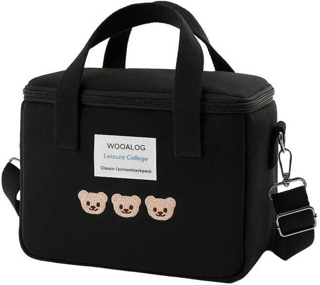 우아로그 이유식 보냉백 직장인 보온 도시락 가방, BLACK(24X19X13cm), 1EA