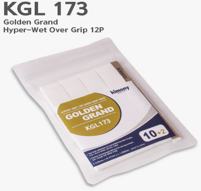 키모니 KGL173 골든 그랜드 하이퍼 웨트 오버그립 12개입 최상의 점착력 0.65mm 두께감, 1개