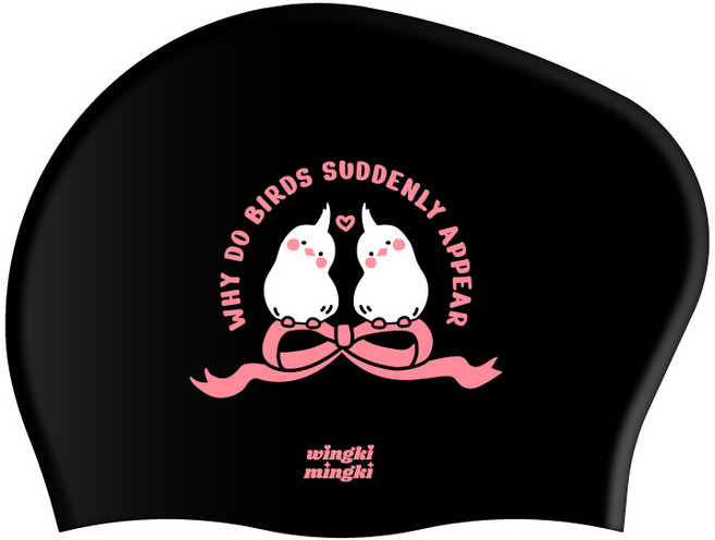 윙키밍키 러블리 버드 실리콘 롱헤어 긴머리 빅사이즈 수모 수영 모자, 1개
