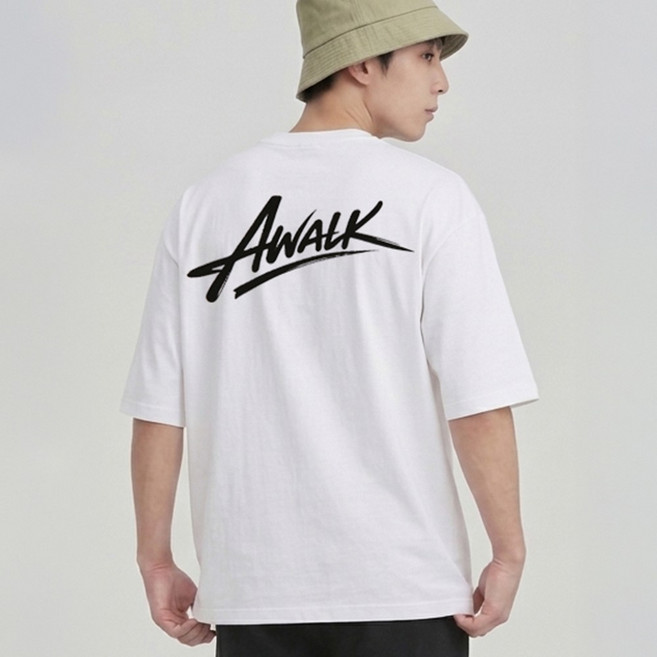 어워크 오버핏 반팔 빅사이즈 5부 프린팅 티셔츠