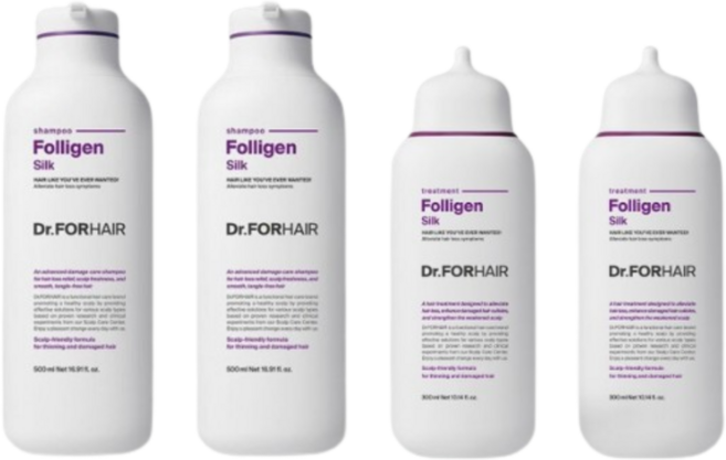 [닥터포헤어] 폴리젠 실크 샴푸 500ml 2개 + 실크 트리트먼트 300ml 2개