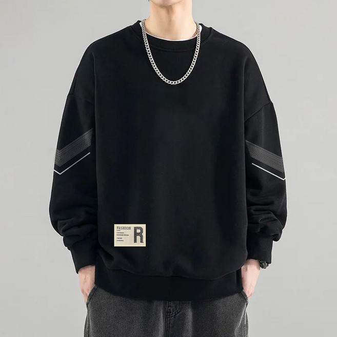 ANYOU 가을 남성 라운드 맨투맨 긴팔 오버핏 빅사이즈 맨투맨