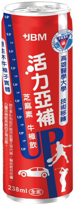 JBM 喬本生醫 活力亞補 芝麻素牛樟飲 238ml 運動能量飲, 1個, 24罐/箱