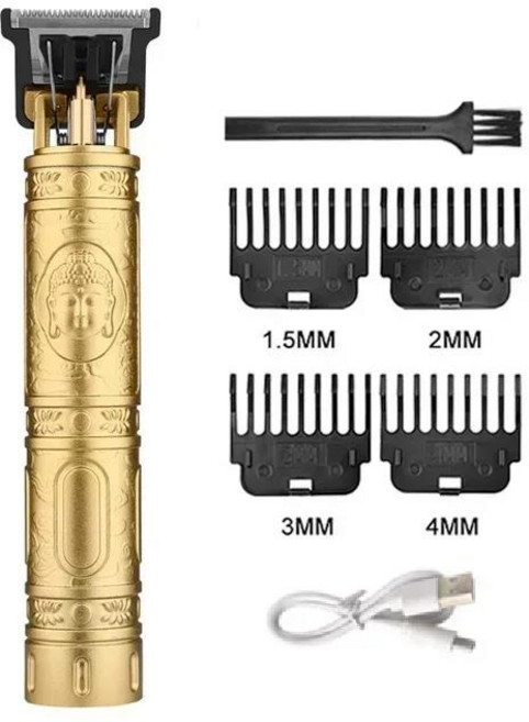 빈티지 T9 전기 무선 머리 절단 이발사 트리머 남성용 클리퍼 면도기 수염 라이터, 01 Gold Buddha