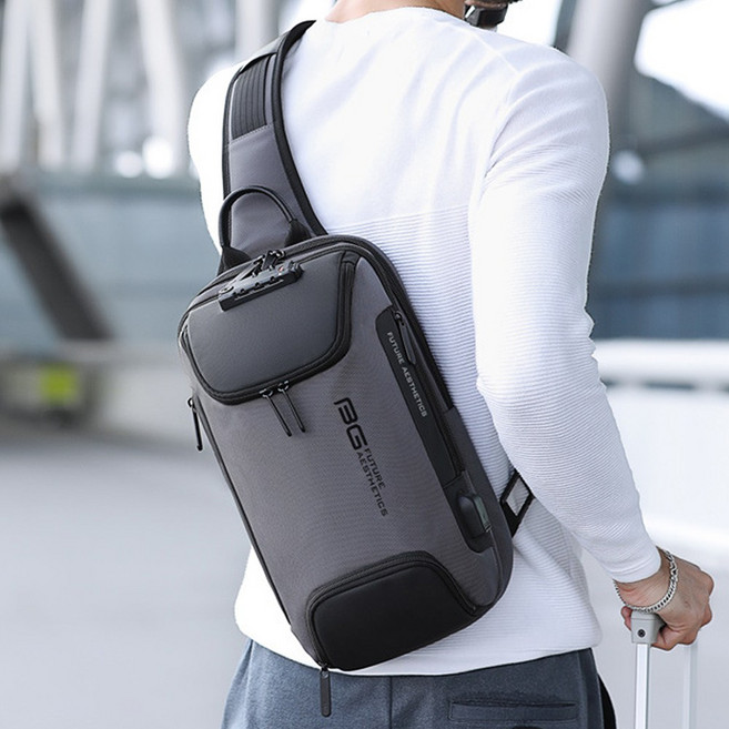 BANGE 남성 USB 충전포트 TSA 잠금장치 슬링백 생활방수 크로스백 여행 데일리 가방 스퀘어 가방 B#B024