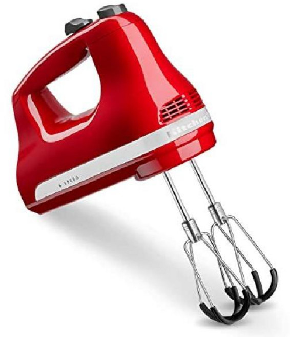 KitchenAid 5 울트라 파워 스피드 핸드 믹서 - KHM512 Aqua Sky, 엠파이어 레드, 6단 속도(Flex Edge Beaters 포함)