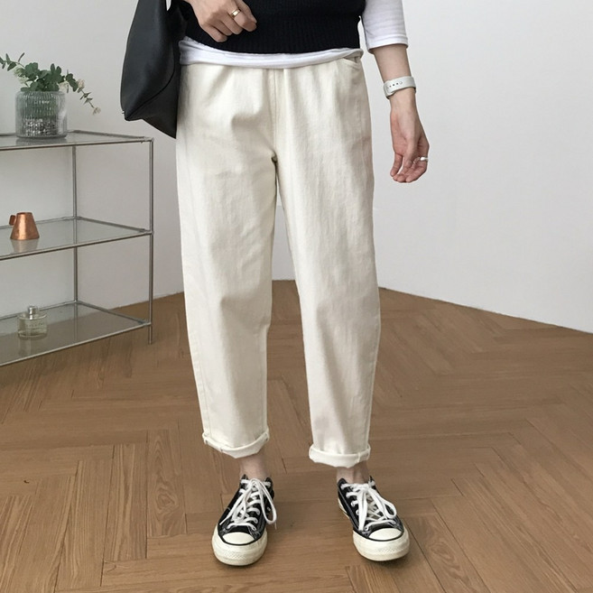 럭키제이 면 끈 배기 스판 밴딩 팬츠 55 66 77 88