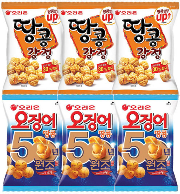 오리온 MINI 오징어땅콩 80g+땅콩강정 65g, 1세트, 각3개(총6개)