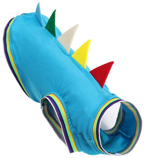 작은 개를 위한 닥스훈트 의류 공룡 의상 Easy Wear 애완 동물 코스프레 액세서리, 파란색, S