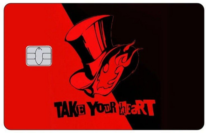 페르소나5 조커 로고 카드 스티커 교통카드 체크카드 티머니 기후동행 꾸미기 굿즈, 미니 (Small Chip), 2-1PCS