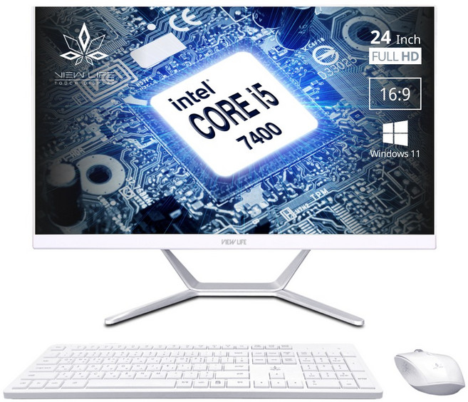 뷰라이프 24형 일체형PC 인텔i5-7 정품 윈도우11 Pro 포함 무선키보드마우스 증정, i5-7400, WIN11 Pro, 1TB, 16GB, 화이트