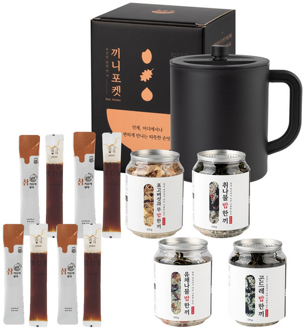 잇더밀 끼니포켓_취나물밥과 리필 유채 표고무 곤드레 &쌀캔+양념장+전자렌지용 솥까지 스마트한 1인을 위한 올인원 키트, 30g, 1