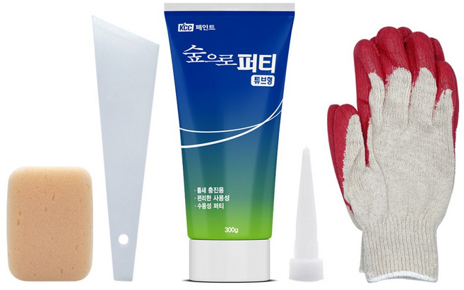 KCC 숲으로퍼티 튜브형 300g 노즐 포함 보수 실내외 겸용 틈새 빠데, 1세트