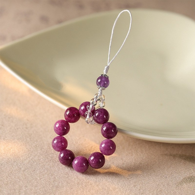 천연 원석 핸드폰 스트랩 휴대폰 줄 스마트폰 키링 by 옥연화, 1개, 퍼플