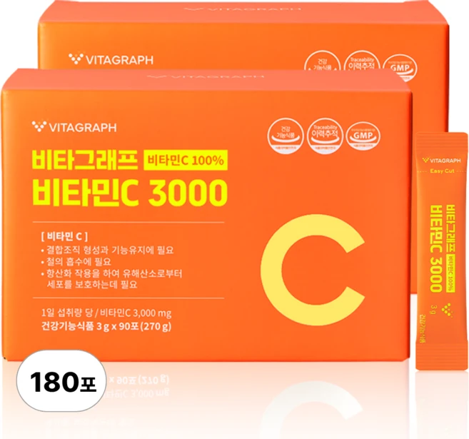 비타그래프 논지엠오 비타민C 3000, 270g, 2박스 - 쿠팡