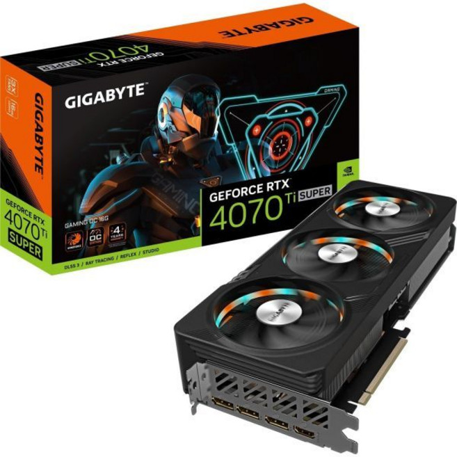 그래픽 카드 고화질 게이밍 기가바이트 지포스 RTX 4070 Ti 슈퍼 OC - 2655MHz 코어 16GB GDDR6X 21000MHz 256비트 메모리 PCI-E 4.0 3