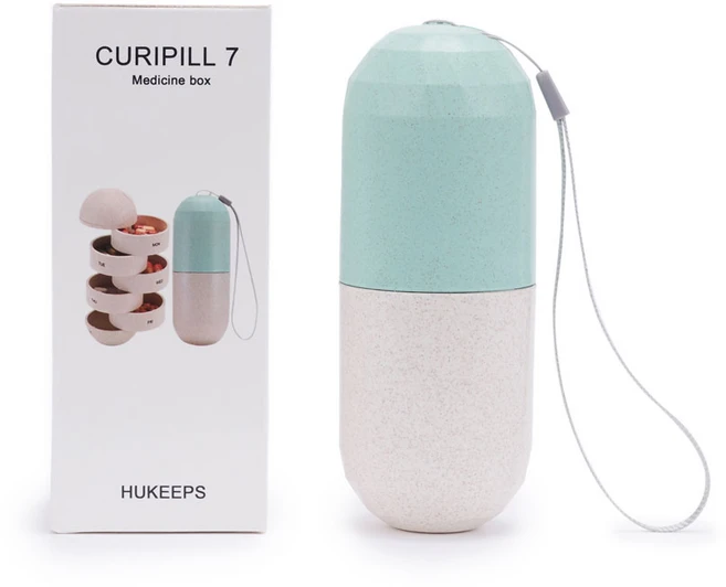 큐리필 알약케이스 블루 일주일약통 약보관함 스마트 요일 약통 휴대용 약케이스 미니 알약통 아기약통 요일별약통 비상약통 영양제통 휴대용약통, 1개 - 쿠팡