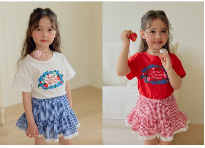 [달라] 아동 딸기티셔츠 2colors 아동티셔츠 여아여름티셔츠 아동반팔