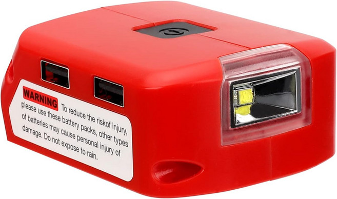 밀워키 M18 리튬 배터리용 태잉웨이 USB 충전기 어댑터 듀얼 및 12V DC 포트를 갖춘 LED 작업등 14.4-20V 최대 이온 전원 공급 장치, 1세트