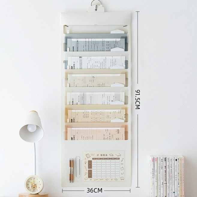 센토바 A4 벽걸이 아코디언 파일 정리함 인덱스 스티커 학습지 서류 보관함, 무지개, 1개