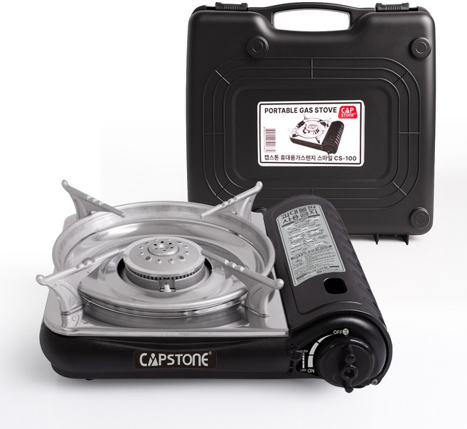 캡스톤 버너 고화력 휴대용 가스렌지 스마일 CS-100 / 바람막이 / 샌드블랙, 1개