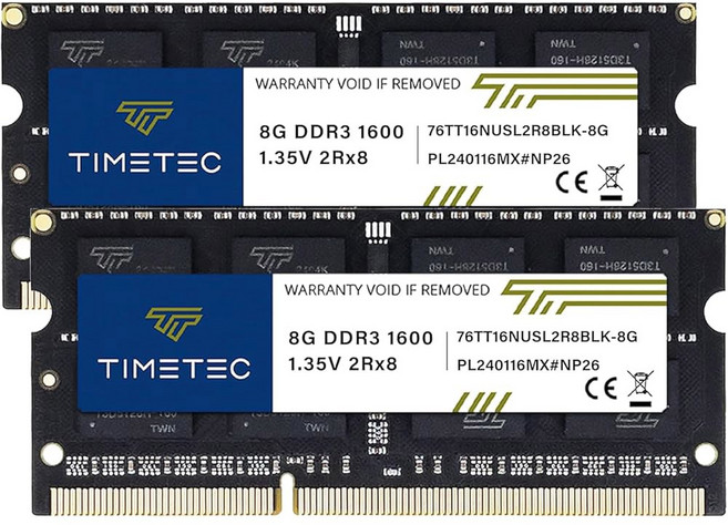 Timetec 16GB KIT(2x8GB) DDR3L/DDR3 1600MHz(DDR3L-1600) PC3L-12800 Non-ECC Un ered 1.35V/1.5V CL11 2R