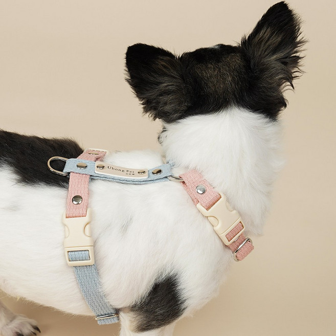 유봉펫 앞섬방지 H형 버클타입 강아지 하네스, 1개, 파스텔
