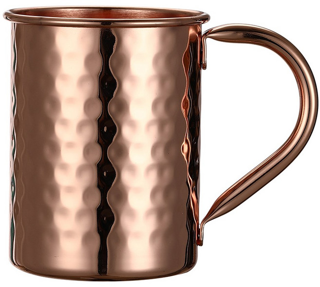 망치로 쳐진 것같은 구리 도금 스테인레스 스틸 모스크바 뮬 머그 드럼 형 맥주 컵 커피 물 유리, Copper Plated 400ml 1, 1개