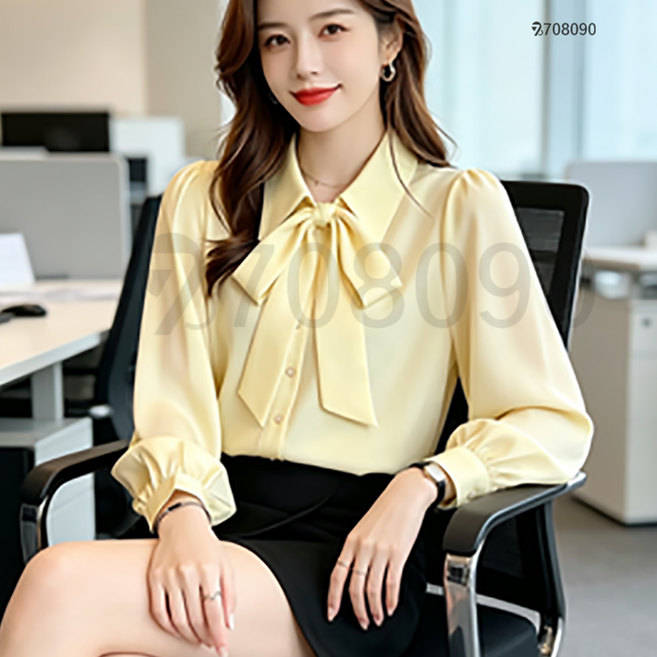 3위 - 708090 여성 면접복장 블라우스 구김없는 데일리 긴팔셔츠