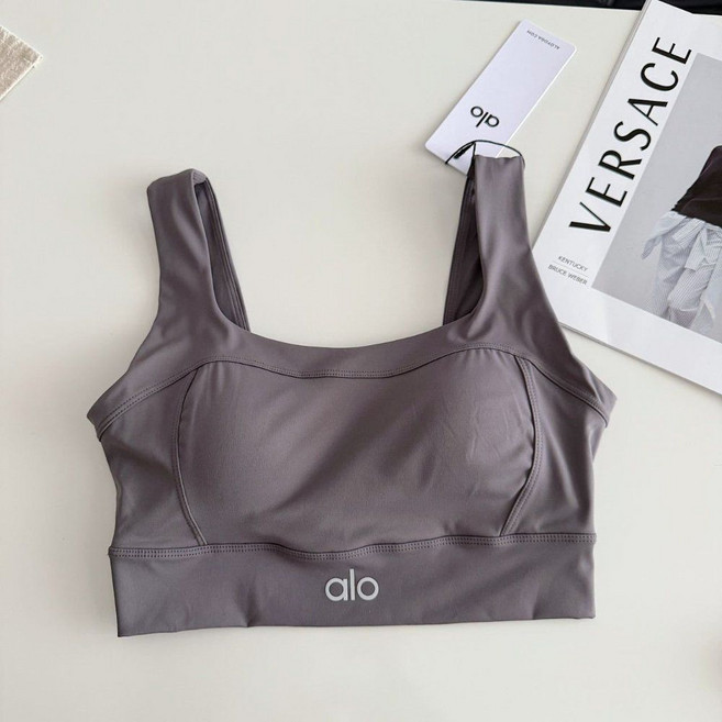 알로 브라 여성 고급 누드 필라테스 피트니스 스포츠 크롭 탑 민소매 브라탑 운동복 캡나시