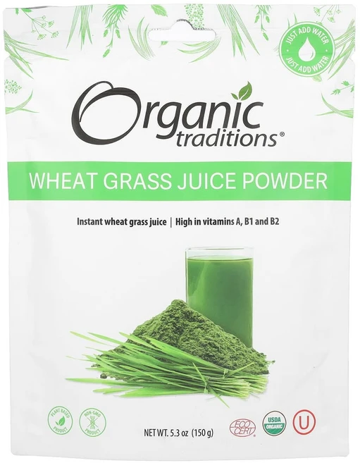 Organic Traditions 오가닉 트레디션 그린 슈퍼푸드 밀싹즙 파우더 Wheat Grass Juice Powder, 1개, 150g - 쿠팡